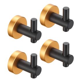 Round Base Wall Hanging Hook With Screws- Black Gold Hook, 4 Pack, For Entry Shoe Cabinet, Wardrobe Bathroom Bedroom Furniture Hardware