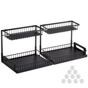 2-Tier Wire Pull Out Cabinet Under Sink Organizer Drawer Basket 2PCS
