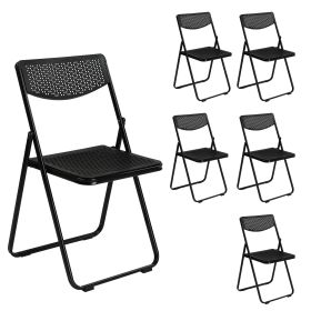 6pcs Black, Cut-out Pattern, Courtyard Plastic Folding Chair