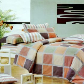 Blancho Bedding - [Modern Plaid] Luxury 5PC Comforter Set Combo 300GSM (King Size)