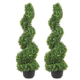VEVOR 2 pcs. Artificial Boxwood Tower Topiary Spiral Artificial Plant 122cm high Decorative Plant Green Plastic PE Iron Topiary Plants incl. 10 p