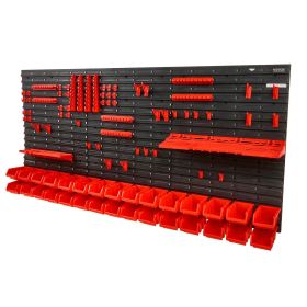 VEVOR Wall Mounted Storage Bins, 30-Bin Parts Rack Organizer Garage Plastic Shop Tool with Wall Panels/Tool Holders/Hooks, Tool Organizer for Nut
