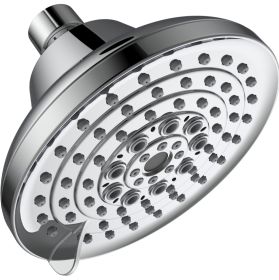6 Spray Settings High Pressure Shower Head 5 Rain Fixed Showerhead - Brushed Nickel Adjustable Shower Head With Anti-Clogging Nozzles, Low Flow E (Option: Gray)