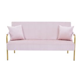 Modern Velvet Loveseat Sofa For Living Room (Color: Pink)