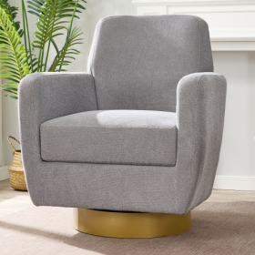 360 Degree Rotation Armchair Cotton Linen Skin Friendly Fabric Ergonomic Design Living Room Chair Bedroom Chair Living Room Chair Suitable For Indoor (Color: Grey)