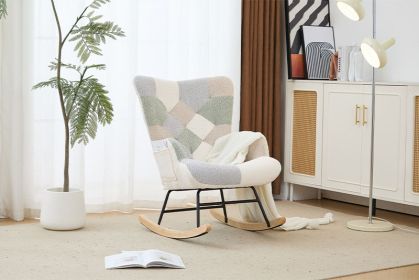 Modern Patchwork Accent Chair With Solid Wood Armrest And Feet, Mid-Century Modern Accent Sofa, Fabric Sofa Chair For Living Room Bedroom Studio, Comf (Color: Yellow)