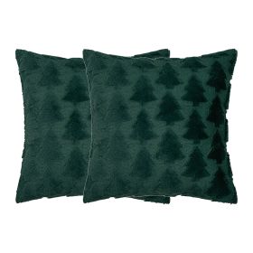 2pcs Xmas Tree Throw Pillow Covers Dark Green Decorative Soft Pillowcases for Couch Sofa Bed Kids Room 17.72x17.72in (Option: as picture)