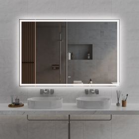 Modern LED Smart Mirror Bathroom Mirror, Front Lit & Back Lit With 3 Color Adjustable, Memory Function, Anti-Fog, Time Mode Control (Option: Transparent)