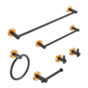 Bathroom Hardware Set, Extra Space Aluminum 6pcs Towel Strip Set - Black Gold 24 Inch Wall Mounted - Cannot Be Shipped On Weekends, Please Order (Option: Black gold)