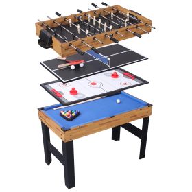 48in Folding Portable Combination Game Table  Set With Ping Pong, Air Hockey, Pool Billiards For Kids And Adults, Indoor And Outdoor Games (Option: MDF-Yes)