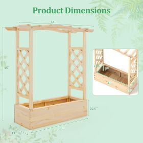 Wooden Raised Garden Bed Planter Box With Trellis And Hanging Roof (Option: Natural)