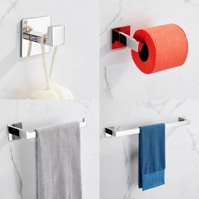 Strong Adhesive 4 Pieces Bathroom Accessories Set Without Drilling Silver Brushed Towel Bar Set Holder Rack Hook Tissue Toilet Paper Holder Rustp (Option: as picture)