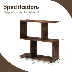 Transform Your Space With These Stylish 2-Tier Wooden Bookcases (Color: Brown)
