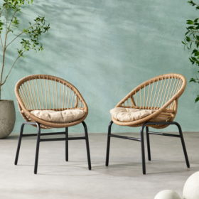 EDGAR CHAIR SET OF 2 (Option: BrownBeige)
