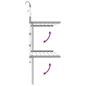vidaXL Drying Rack for Balcony 89x25x(60-95) cm Aluminium (Option: as picture)