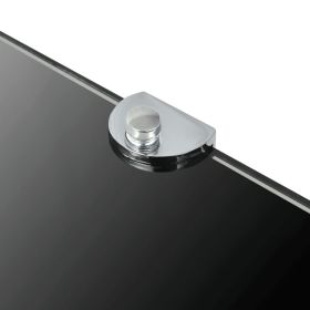 vidaXL Corner Shelf with Chrome Supports Glass Black 13.8"x13.8" (Option: as picture)