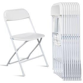 10pcs White, Plastic Folding Chair (Color: White)