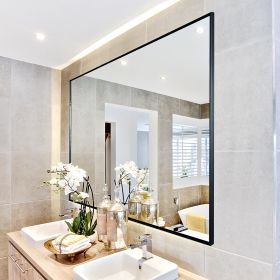 36x24 inches Modern Black Bathroom Mirror with Aluminum Frame Vertical or Horizontal Hanging Decorative Wall Mirrors for Living Room Bedroom (Option: as picture)