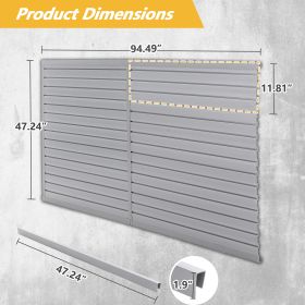 PVC Slat Wall Panels,Garage & Home Storage System , Heavy Duty Interlocking Design , Graphite Finish (Option: 8x4 ft)