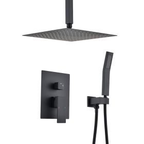 Ceiling Mounted Shower System Combination Kit With Handheld And 16 Inch Shower Head (Option: Matte Black)