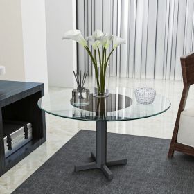 24 Round Tempered Glass Table Top, 1  4  Thick With Polished Edge (Option: Transparent)