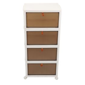 Folding Shoes Storage Box 4 Layers Transparent Large Capacity Foldable Shoe Rack Organizer with Wheels (Option: as picture)