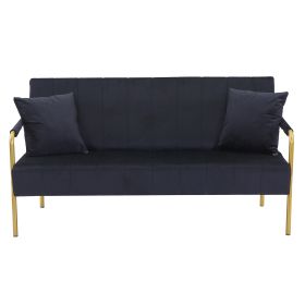Modern Velvet Loveseat Sofa For Living Room (Color: Black)