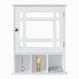 Single Door Triple Compartment Storage Bathroom Cabinet - White (Color: White)