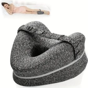 Ergonomic Side Sleeping Pillows Memory Foam Knee Pillow With Strap For Side Sleeper (Color: Grey)