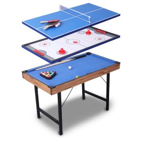 3 In 1 48in Folding Portable Combo Game Table Set With Ping Pong, Slide Hockey, Pool Billiards For Kids And Adults (Option: MDF-No)
