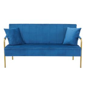 Modern Velvet Loveseat Sofa For Living Room (Color: Navy)