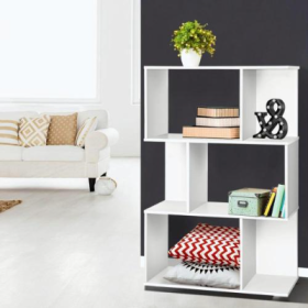 White Three-layer Simple Household Bookshelf (Option: Cream White)