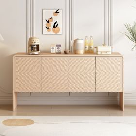 TREXM Minimalist 60L Sideboard With 4 Doors & Rebound Device For Living Room (Option: Apricot Cream)