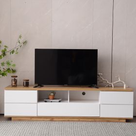 Modern TV Stand For Up To 80'' TVs, Media Console With Multi-Functional Storage (Option: WhiteNatural)