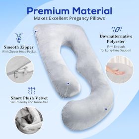 J-shaped Crystal Velvet Maternity Pillow (Option: Light Gray)