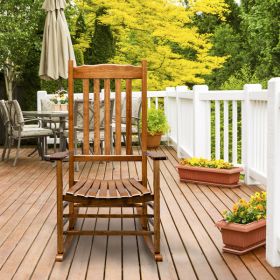 Wooden Rocking Chair With Original Wood Color, Poplar Wavy Shape And Armrests (Option: Original Color)