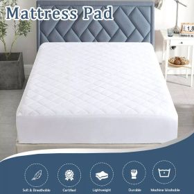 Mattress Pad Quilted Cooling Mattress Topper Cover Breathable Filled T F Q King (Option: FULL)