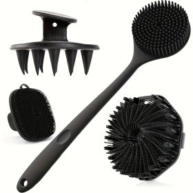 Silicone Shower Brush Set Of 4 (Color: Black)