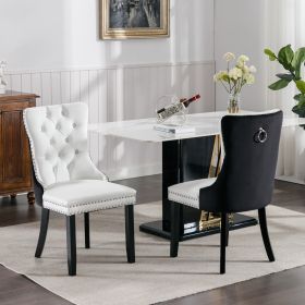 A&A Furniture Nikki   Modern Tufted Solid Wood PU  Velvet Chair (Option: WhiteBlack)