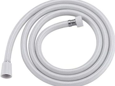 PVC Shower Hose 59 In Extra Long Smooth Handheld Shower Hose Flexible Anti-Kink Handheld Shower Head Hose With Brass Spin Inner Core White (Color: White)