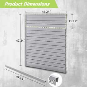 PVC Slat Wall Panels,Garage & Home Storage System , Heavy Duty Interlocking Design , Graphite Finish (Option: 4x4 ft)