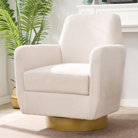 360 Degree Rotation Armchair Cotton Linen Skin Friendly Fabric Ergonomic Design Living Room Chair Bedroom Chair Living Room Chair Suitable For Indoor (Color: White)