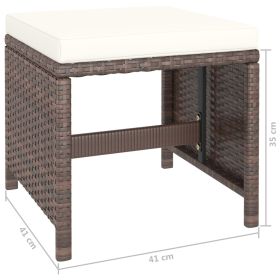 vidaXL 6 Piece Patio Dining Set with Cushions Poly Rattan Brown (Option: as picture)