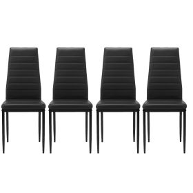 Dining Chair Set For 4 (Color: Black)