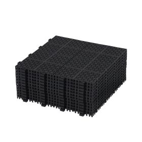 Waterproof Outdoor All-weather Anti Slip Bathroom Black Interlocking Deck (Color: Black)