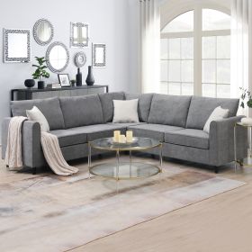 New 91 91  Modern L-Shape Sectional Sofa  Upholstered Living Room Couch (Color: Grey)
