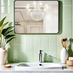 Large 40-inch X 30-inch Black Bathroom Mirror Is Stylishly Simple And Atmospheric (Option: 40X30 inch)
