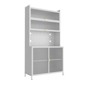 6 Level Flip Door Pantry Cabinet (Color: White)