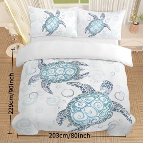 Turtle Bed Sets Ocean 3 Piece Turtle Themed Comforter Cover With 2 Pillowcases (Option: FULL)