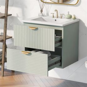 Modern 24 Inch Wall Mounted Bathroom Vanity (Color: Green)